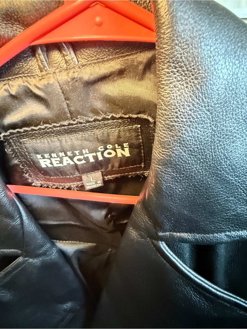 Kenneth Cole Reaction Men’s Black Leather Bomber Jacket